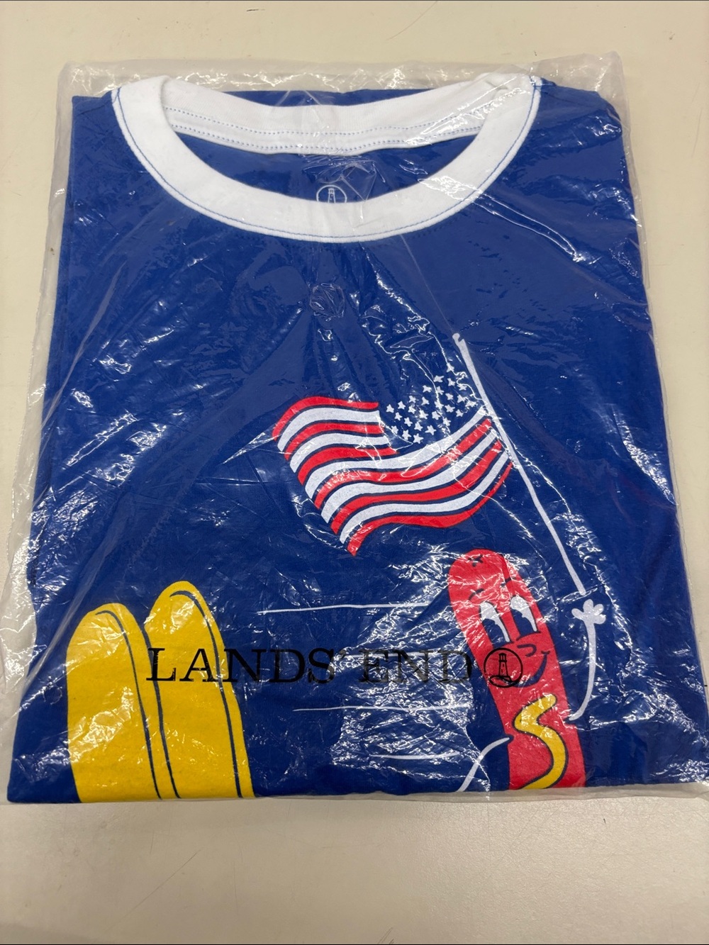 Lands' End Boys Blue Short Sleeve Independence Day Graphic T-Shirt